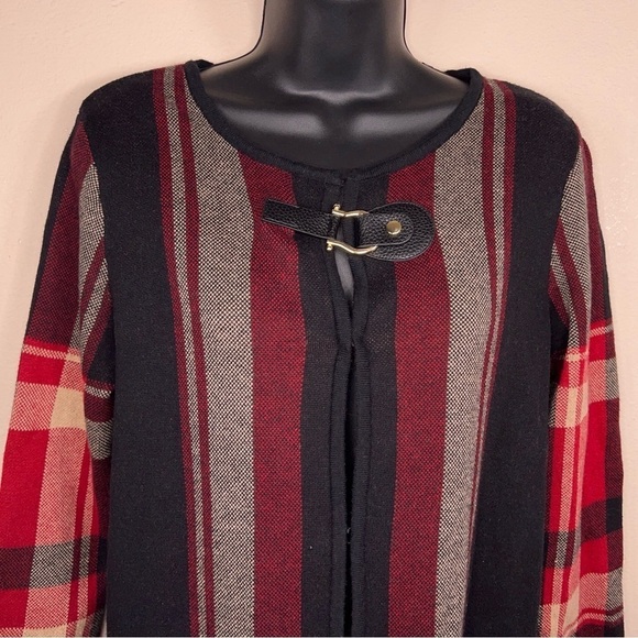 SMALL ANNE KLEIN RED BLACK PLAID JACKET LONG SLEEVE ACADEMIA PREPPY COTTON BLEND - Picture 6 of 12